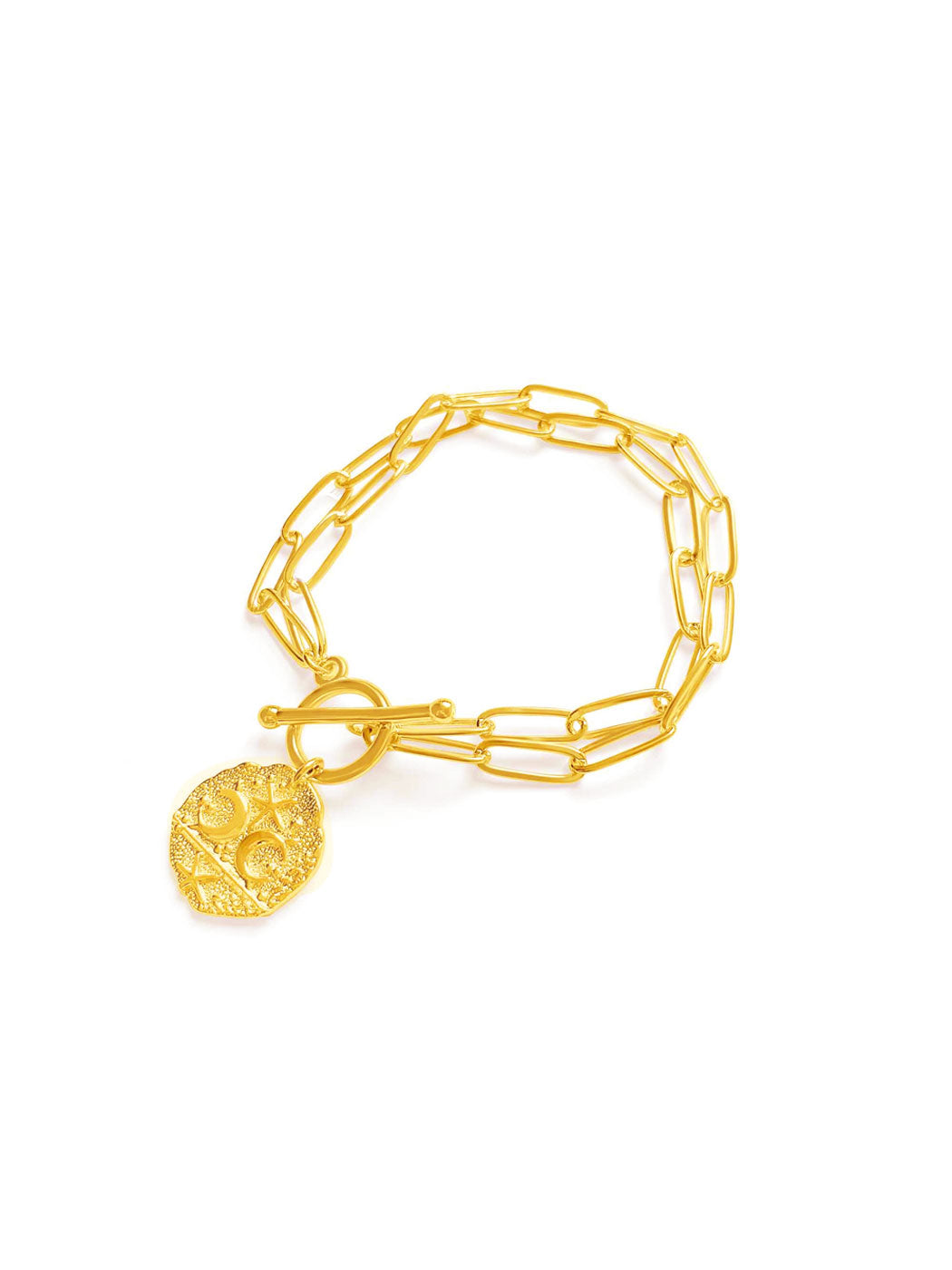 celestial galaxy multi chain pendant bracelet gold
